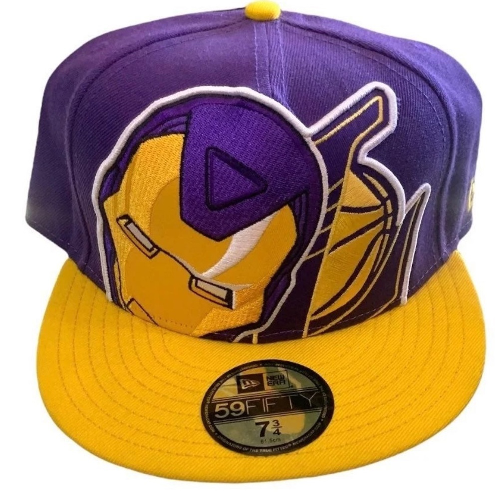 NWT Los Angeles Lakers x New Era x Iron Man Men's Fitted Cap 7 3/4 Marvel NBA